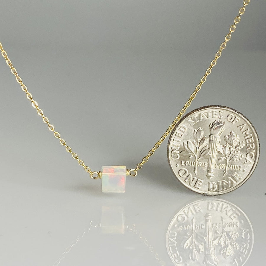 Square Cut Ethiopian Opal Necklace