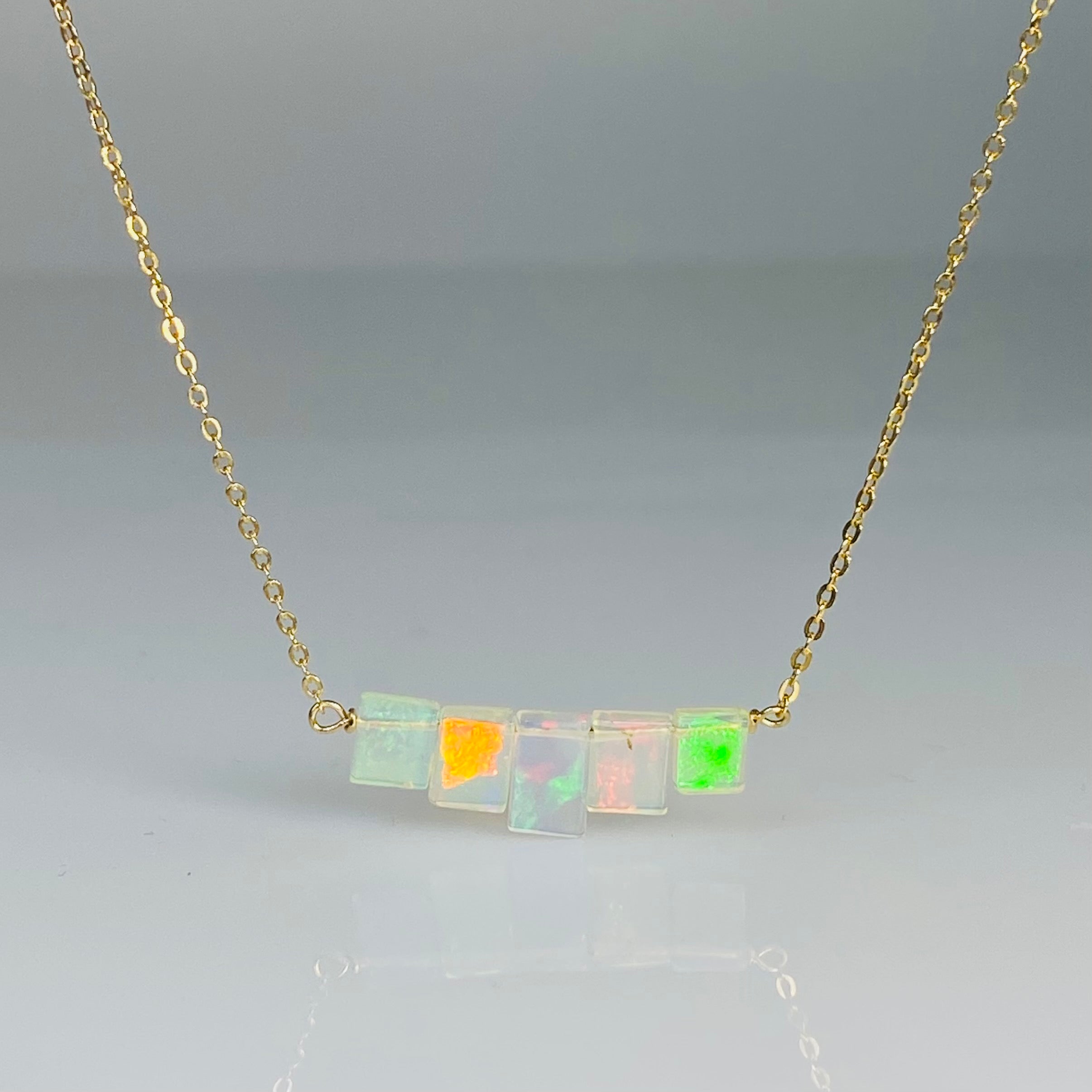 Graduated Square Cut Ethiopian Opal Necklace – KyleChanDesign