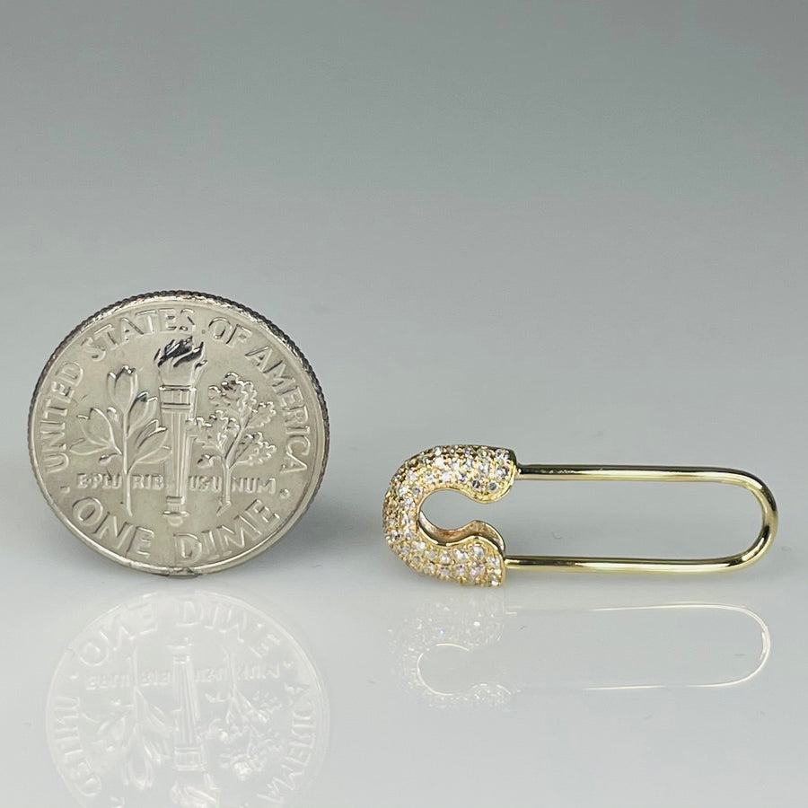 14K Yellow Gold Diamond Safety Pin 0.15ct
