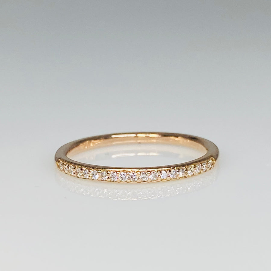 14K Rose Gold Diamond Half Eternity Band 2mm