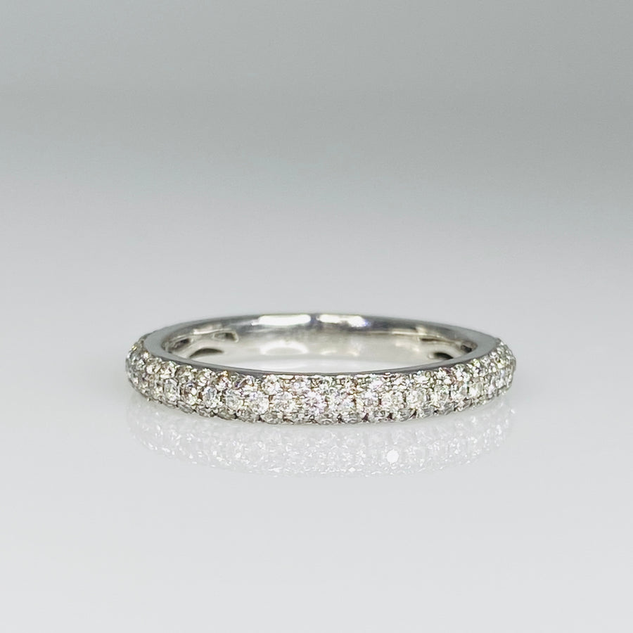 14K White Gold Pave Diamond Eternity Band 0.64ct