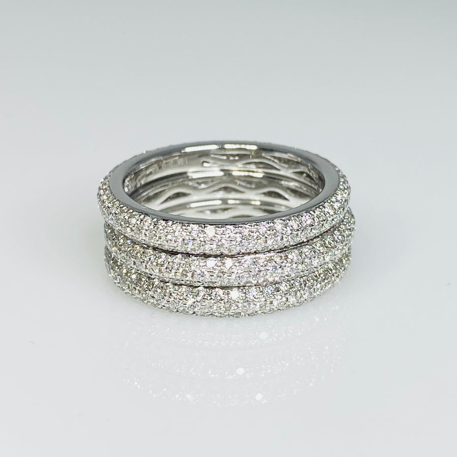 14K White Gold Pave Diamond Eternity Band 0.64ct