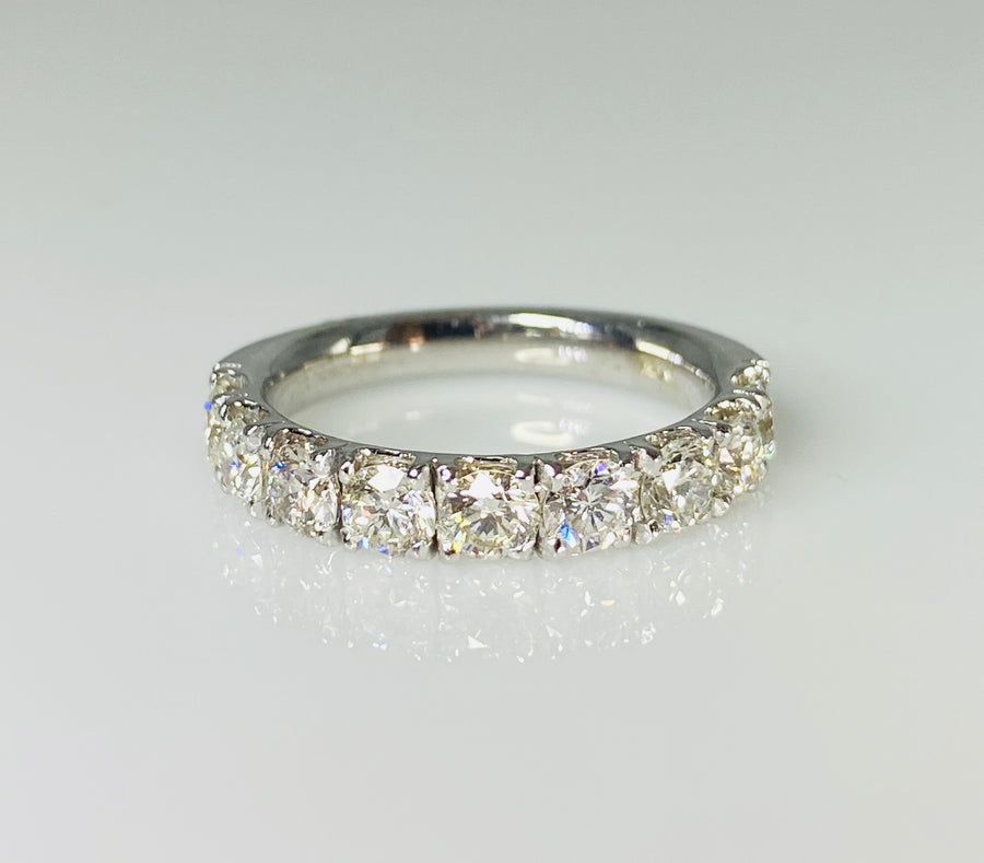 14K White Gold Half Eternity Diamond Band 1.50ct