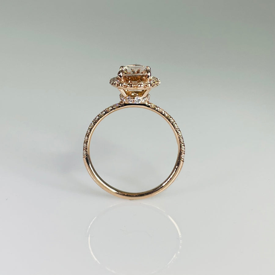 14K Rose Gold Morganite Diamond Ring 1.32ct/0.47ct