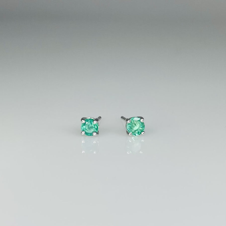 14K White Gold Emerald Stud Earrings 0.38ct