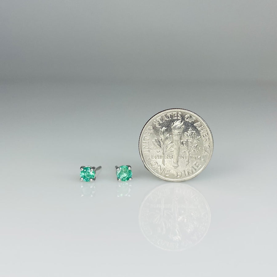 14K White Gold Emerald Stud Earrings 0.38ct
