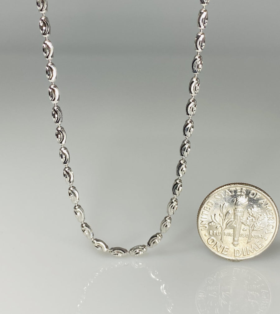 Sterling Silver Diamond Cut Barrel Bead Chain 2x4mm