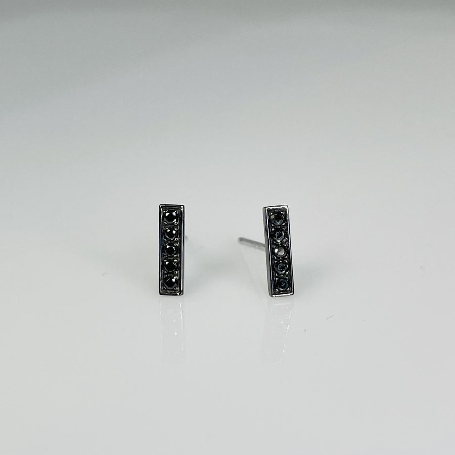 14K White Gold Black Rhodium Black Diamond Stud Earrings 0.11ct