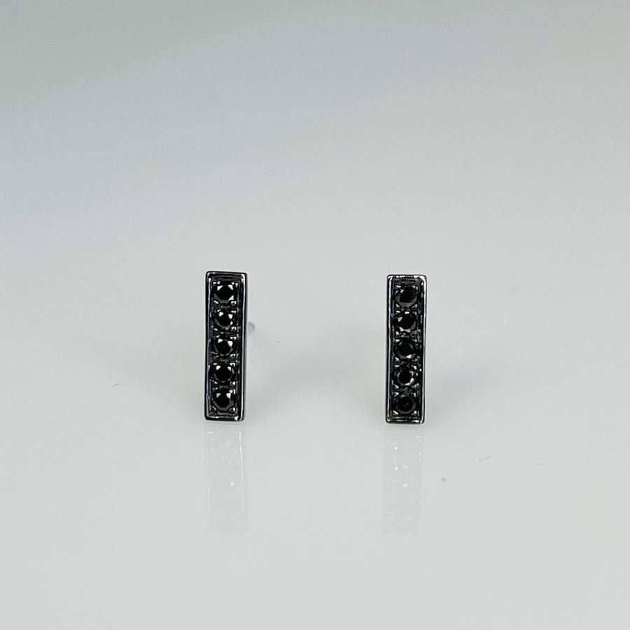 14K White Gold Black Rhodium Black Diamond Stud Earrings 0.11ct