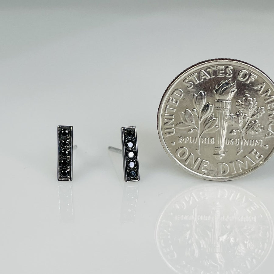 14K White Gold Black Rhodium Black Diamond Stud Earrings 0.11ct