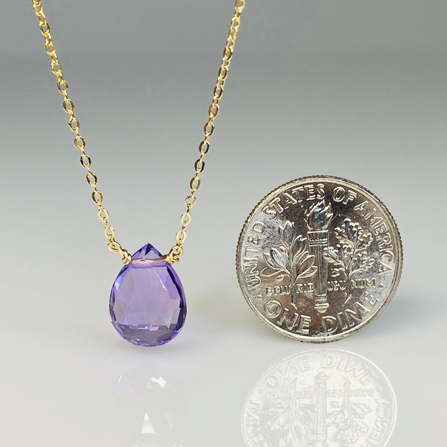 Purple Quartz Drop Necklace 8x10mm