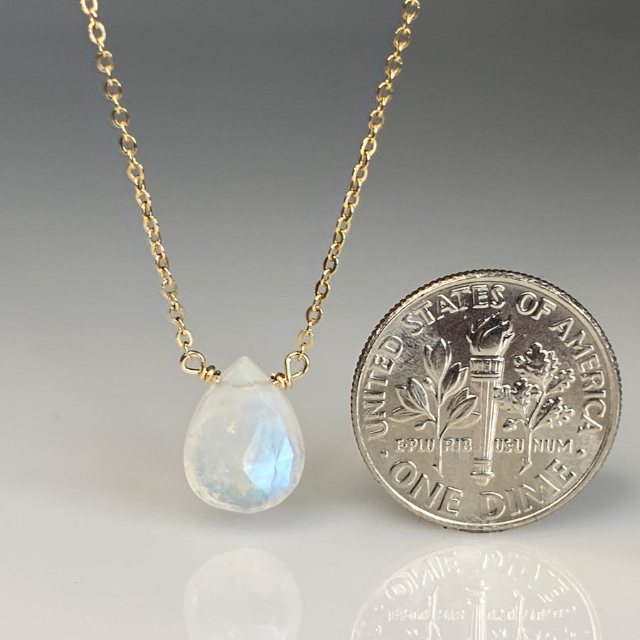 Rainbow Moonstone Drop Necklace 8x10mm
