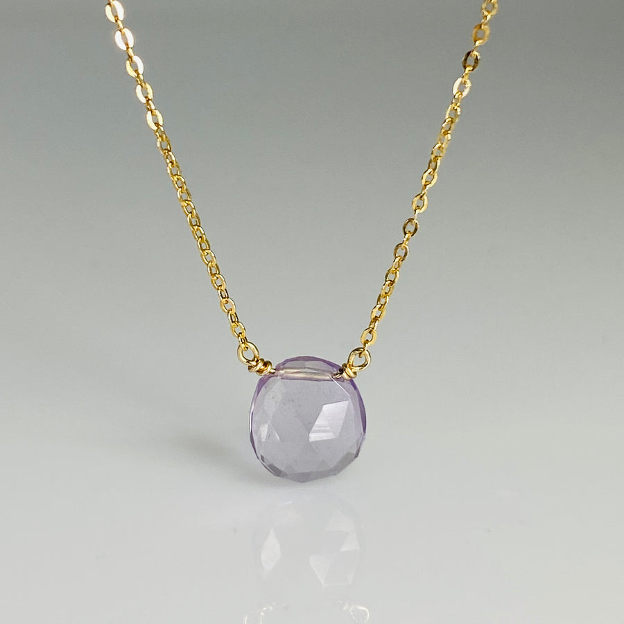 Rose Cut Pink Amethyst Necklace 8x10mm