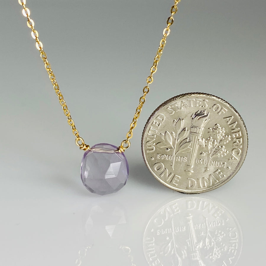 Rose Cut Pink Amethyst Necklace 8x10mm