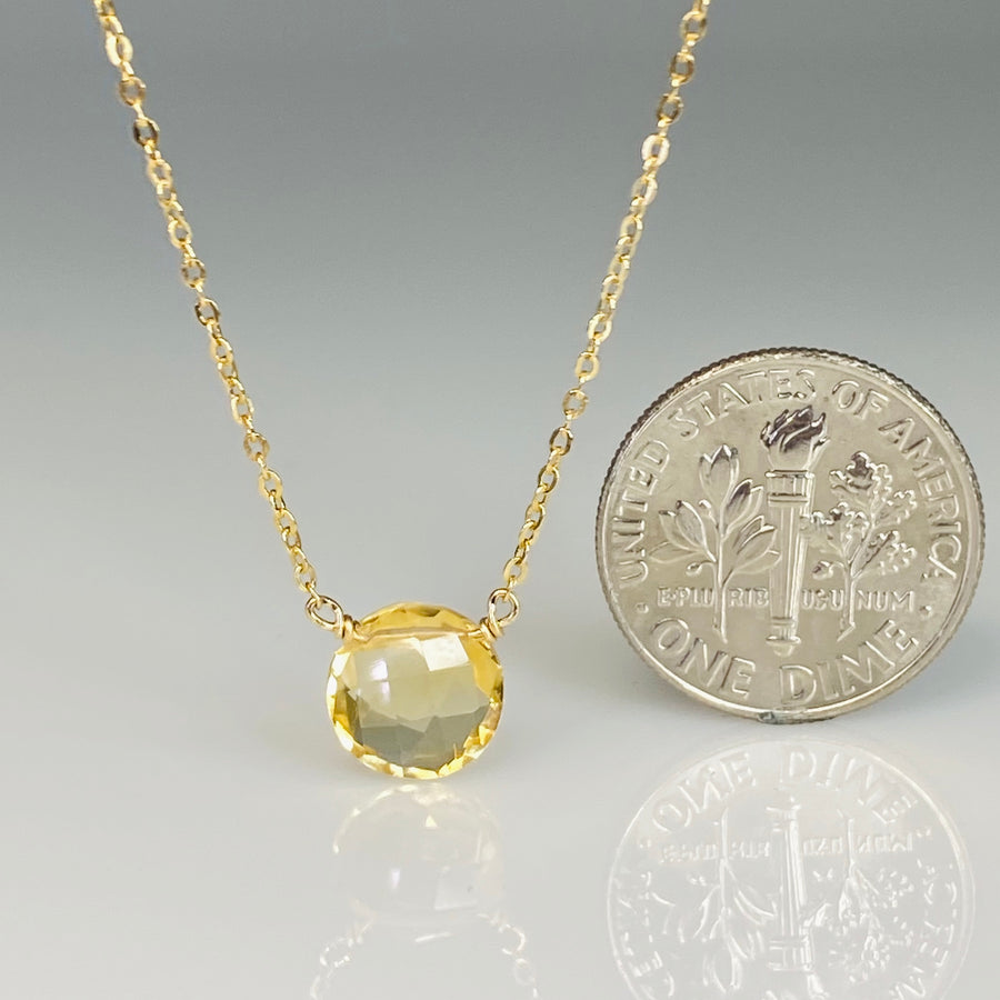 Round Rose Cut Citrine Necklace 8mm