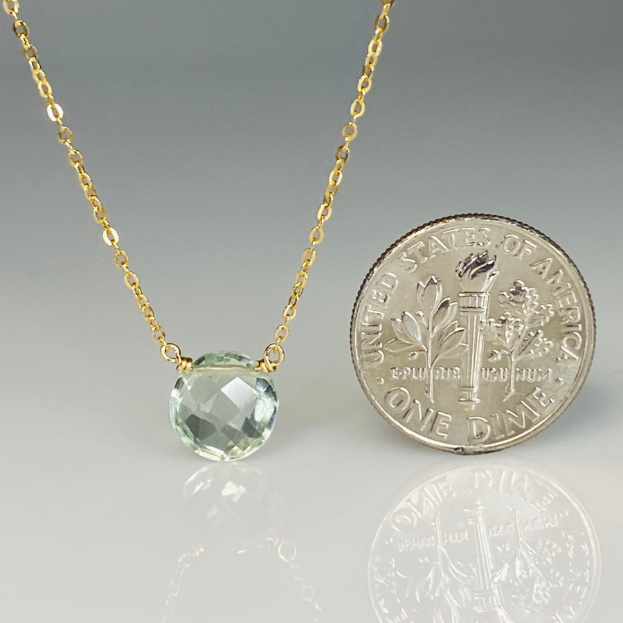 Round Rose Cut Green Amethyst Necklace 8mm