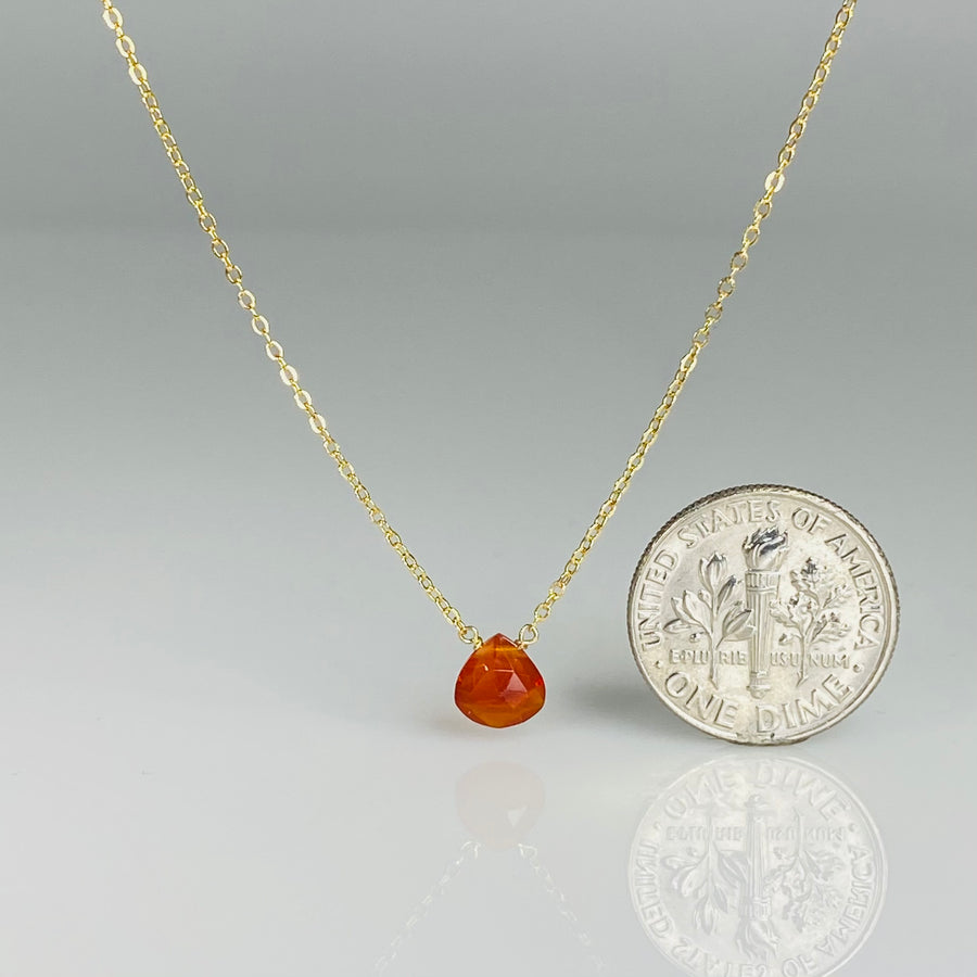Dark Mexican Fire Opal Drop Necklace 7mm
