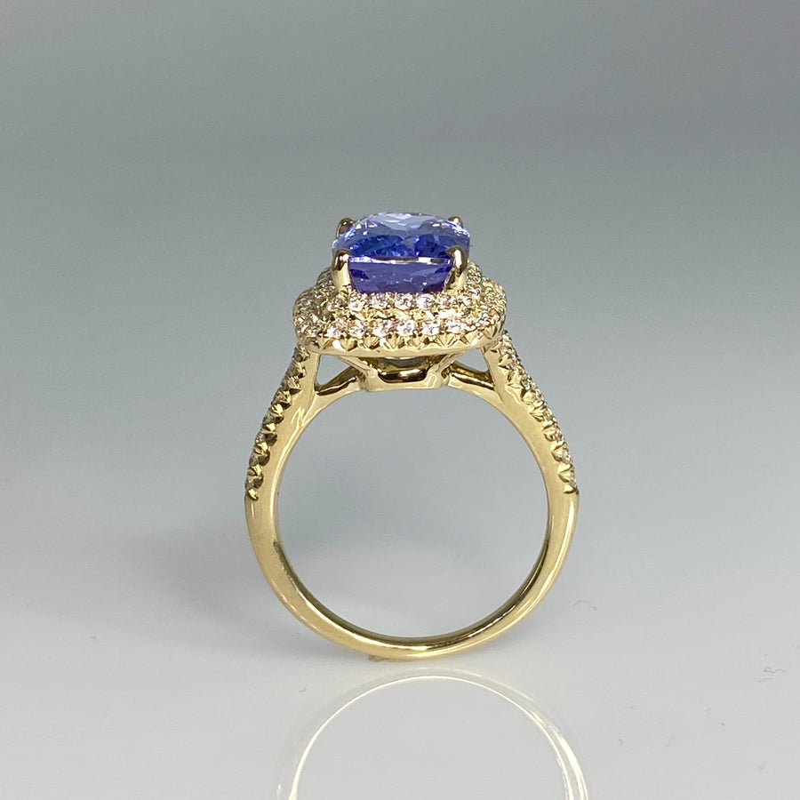 14K Yellow Gold Tanzanite Diamond Ring 5.30ct/0.76ct