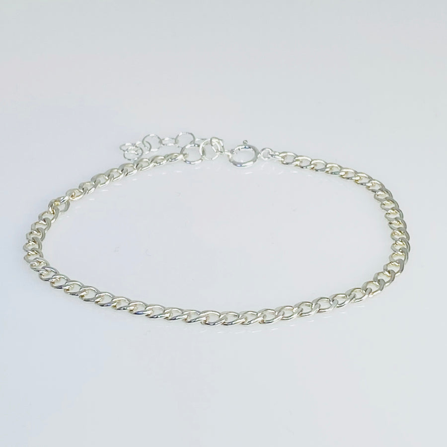 Sterling Silver Curb Chain Bracelet 3mm