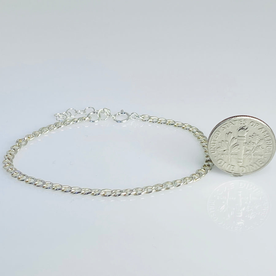 Sterling Silver Curb Chain Bracelet 3mm