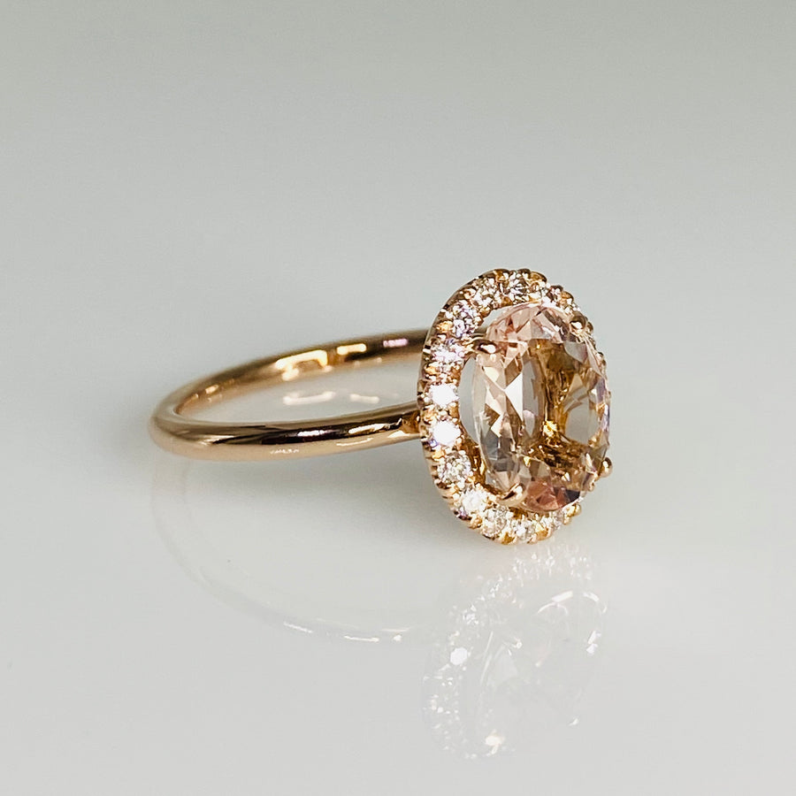 14K Rose Gold Morganite Diamond Ring 1.53ct/0.25ct