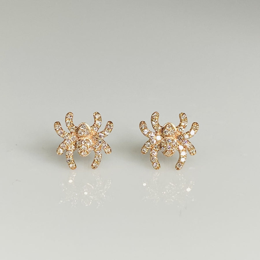 14K Rose Gold Diamond Spider Earrings 0.25ct