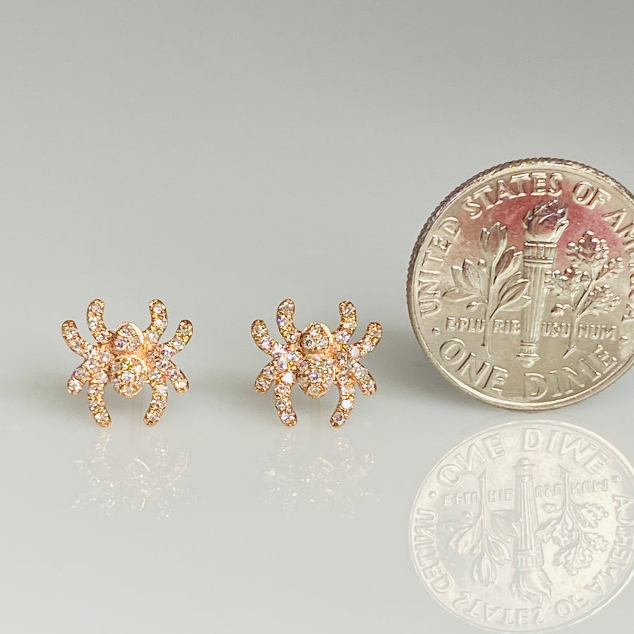 14K Rose Gold Diamond Spider Earrings 0.25ct