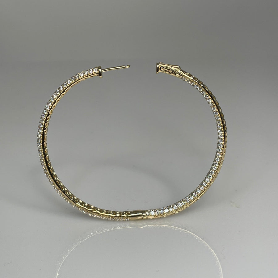 14K Yellow Gold Pave Diamond Hoop Earrings 5.50ct