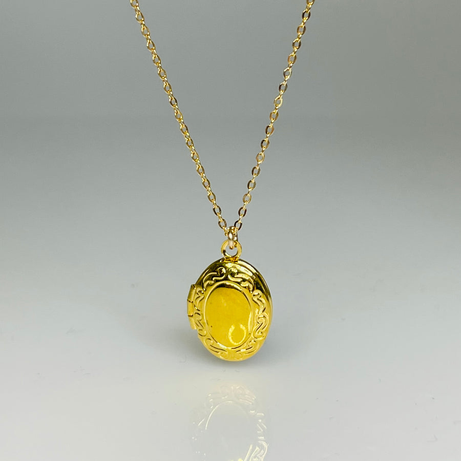 18K Gold Plated Brass Locket Necklace on Gold Filled Chain