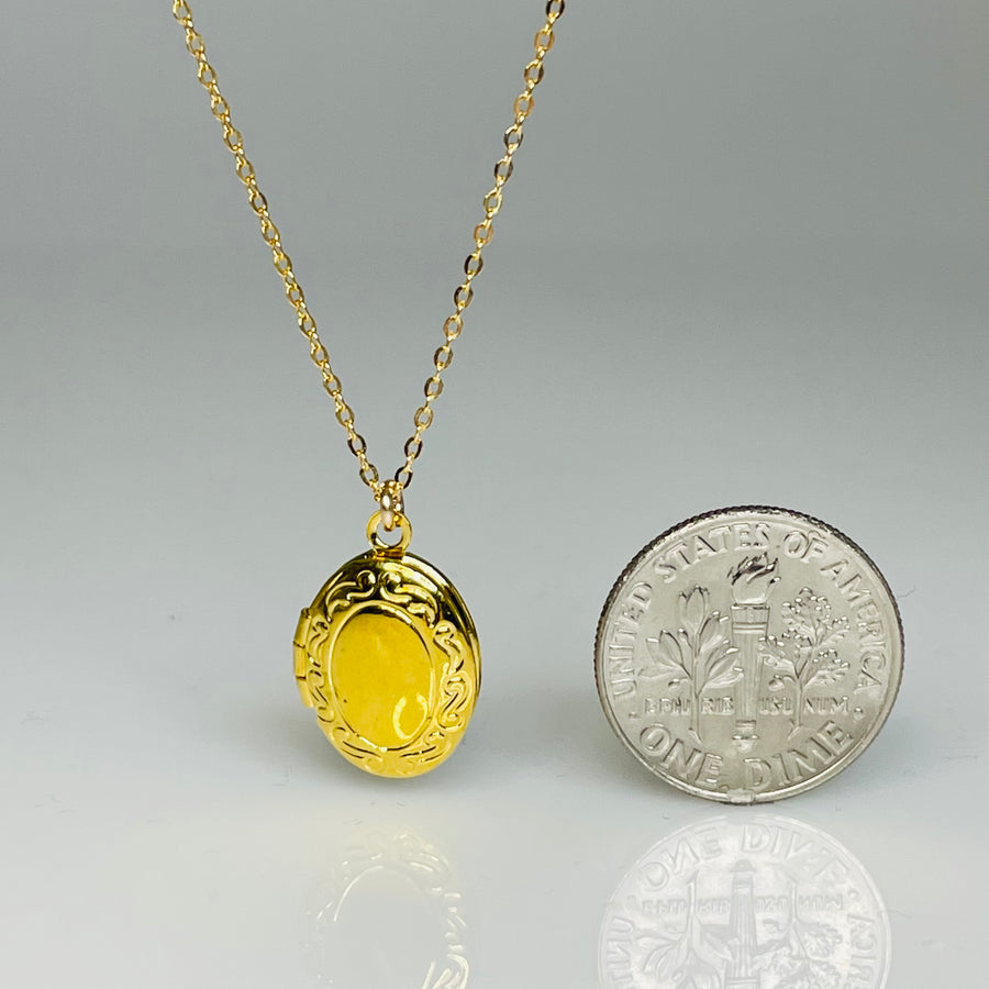 18K Gold Plated Brass Locket Necklace on Gold Filled Chain