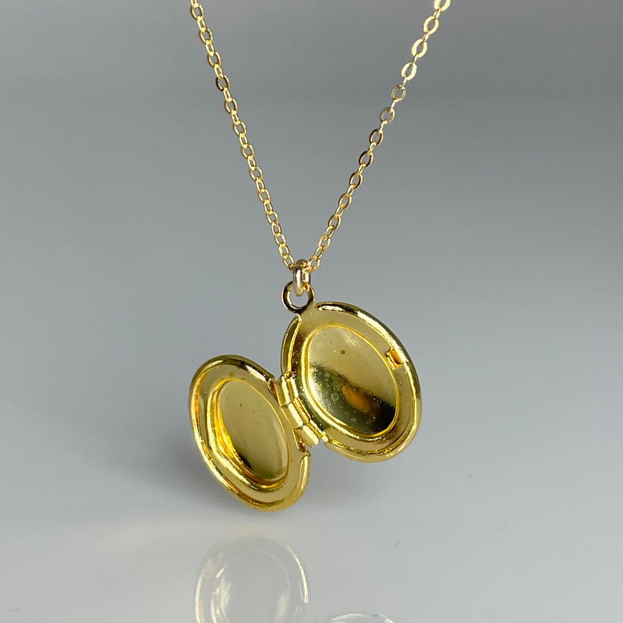 18K Gold Plated Brass Locket Necklace on Gold Filled Chain
