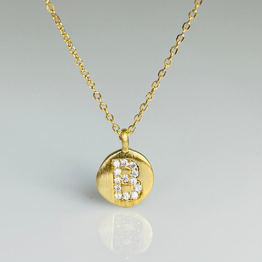 Initial Necklace with Cubic Zirconia CZ 8mm