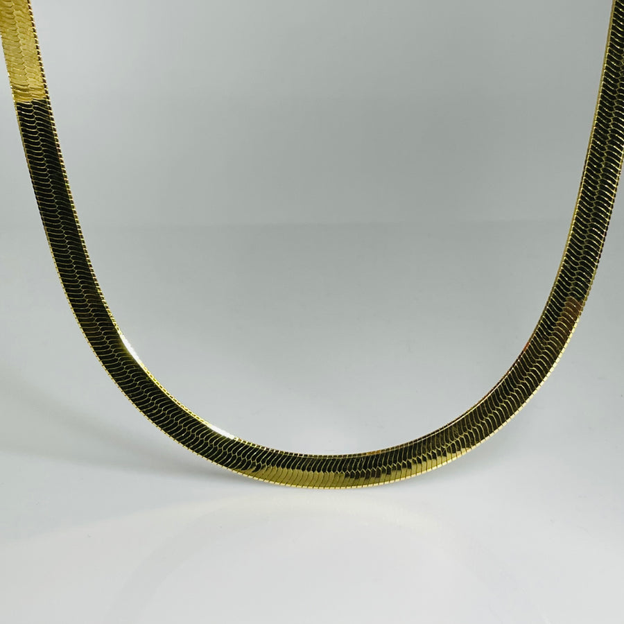 18K Yellow Gold Plated Herringbone Necklace 7mm
