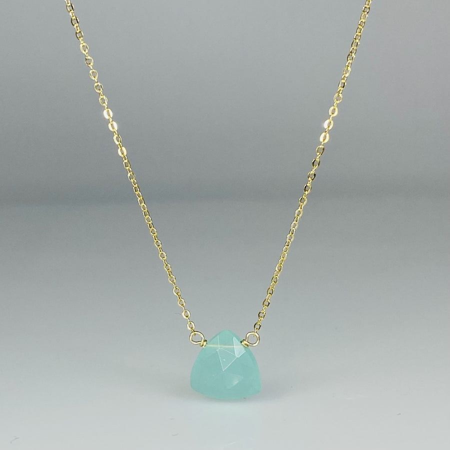 Trilliant Cut Chalcedony Necklace 10mm