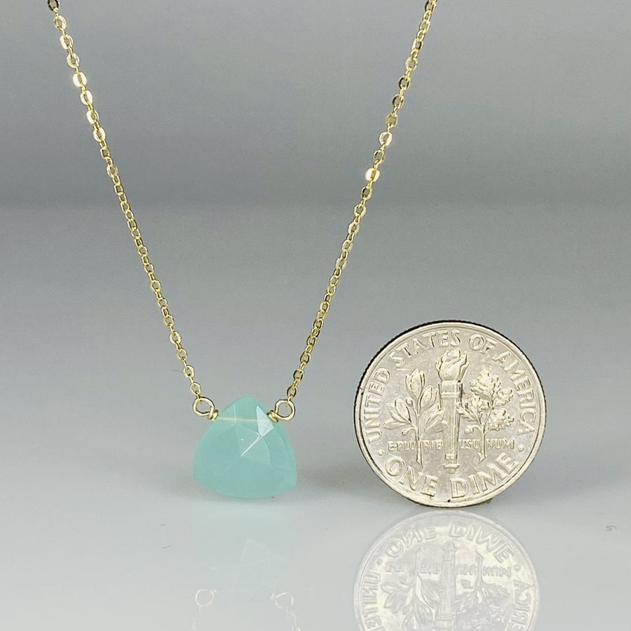 Trilliant Cut Chalcedony Necklace 10mm