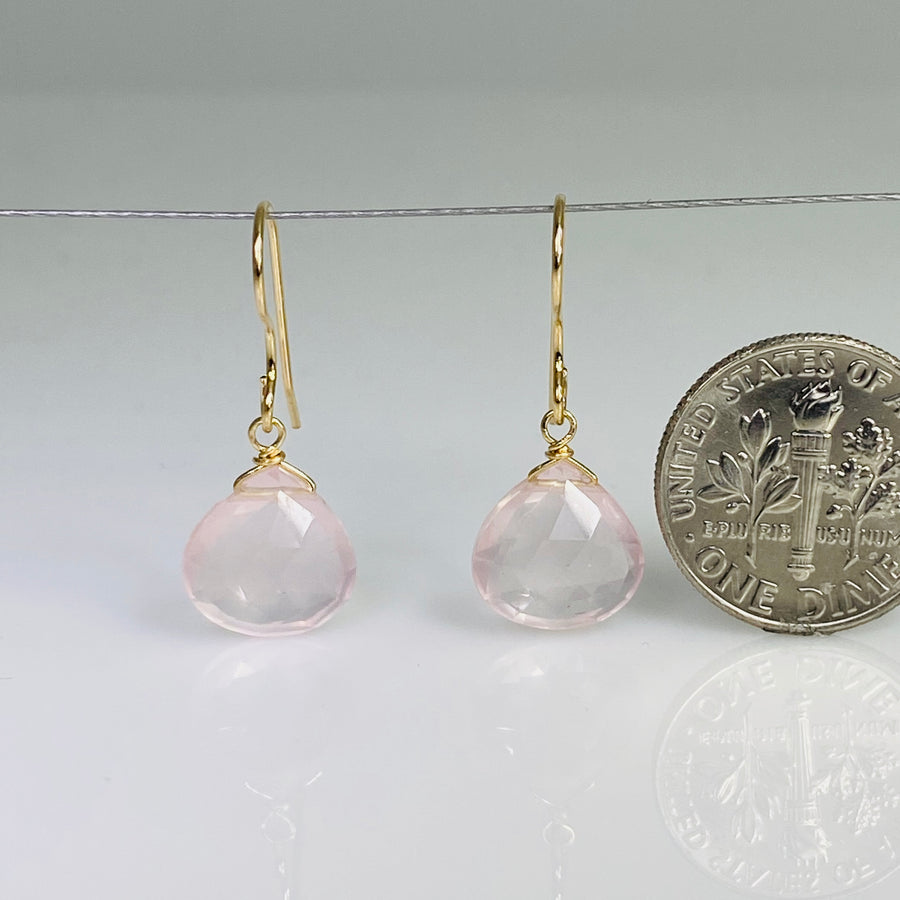 Rose Quartz Drop Earrings 10mm