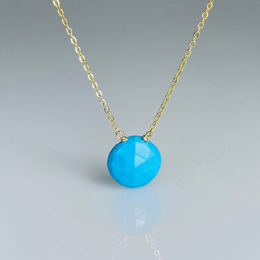 Round Rose Cut Turquoise Necklace 10mm