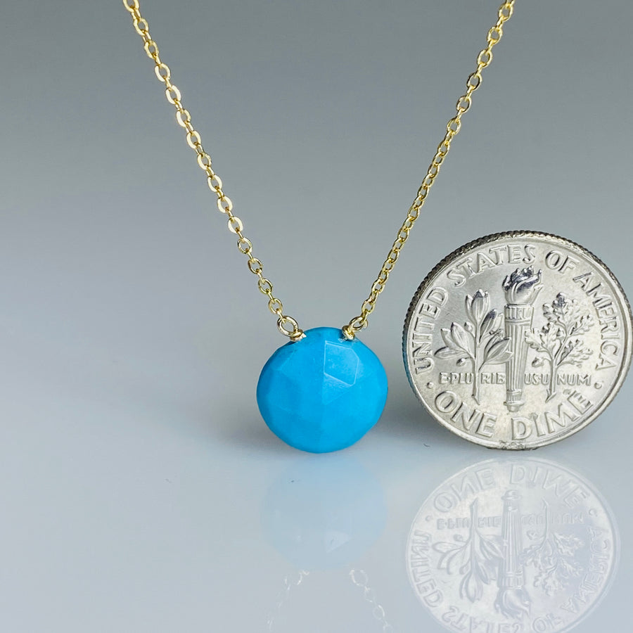 Round Rose Cut Turquoise Necklace 10mm