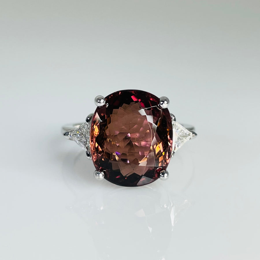 14K White Gold Pink Tourmaline Diamond Ring 6.72/0.33ct