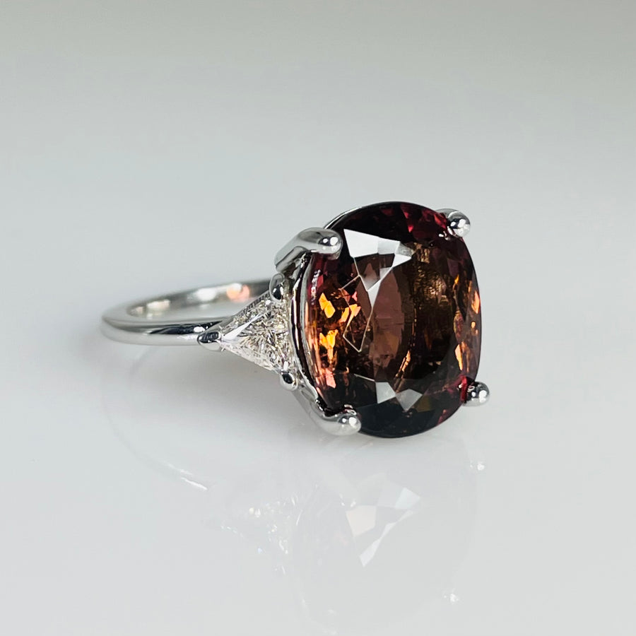 14K White Gold Pink Tourmaline Diamond Ring 6.72/0.33ct
