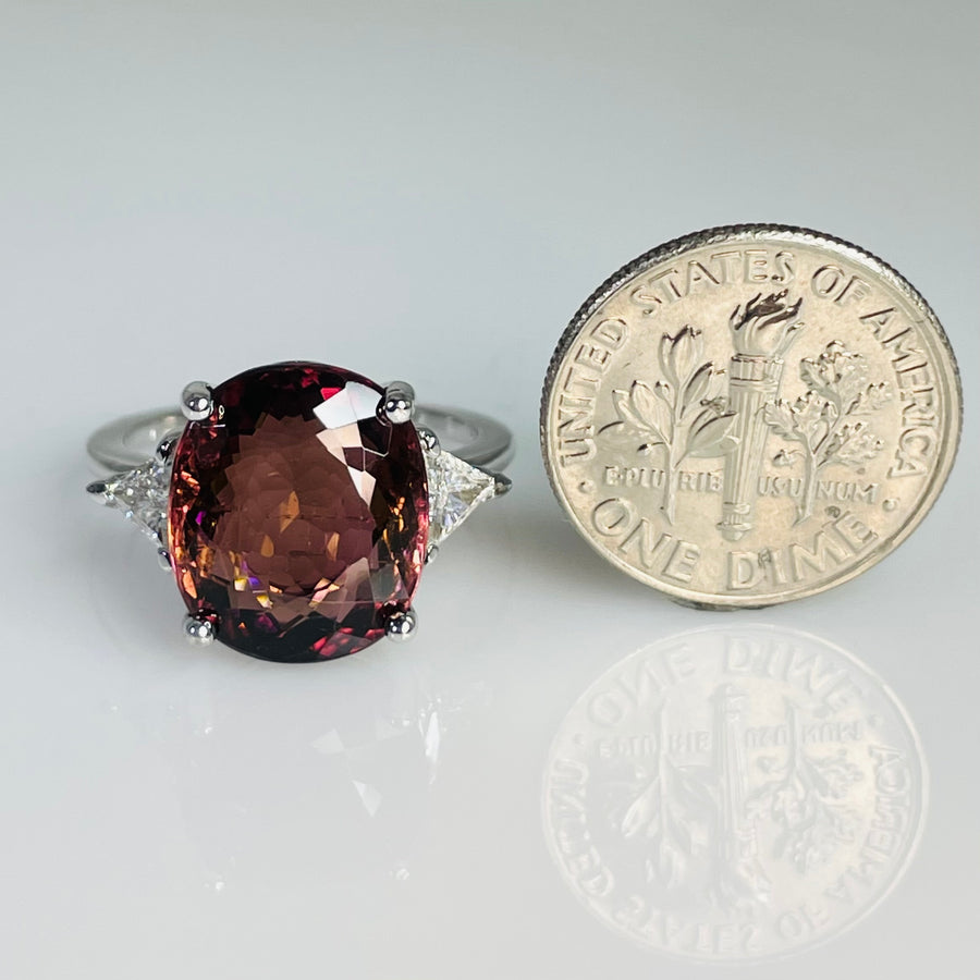 14K White Gold Pink Tourmaline Diamond Ring 6.72/0.33ct