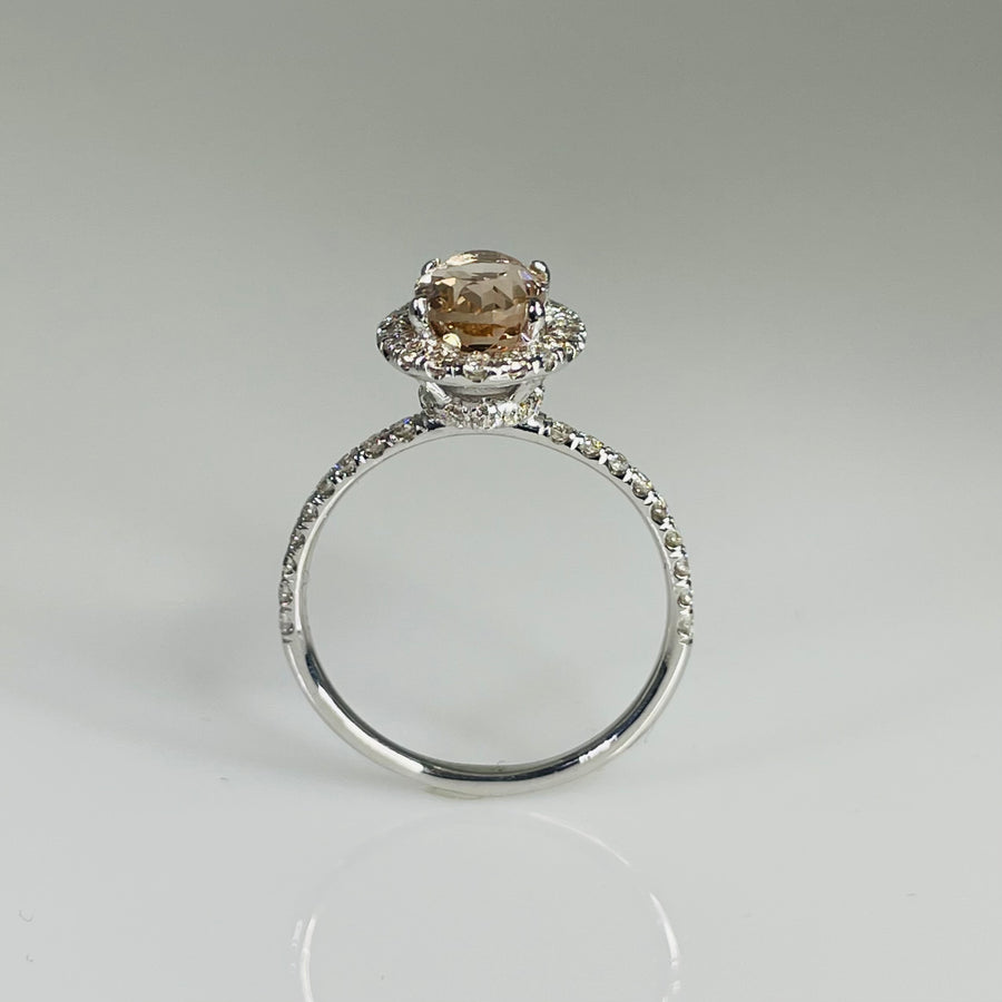 14K White Gold Morganite Diamond Ring 1.63/0.50ct