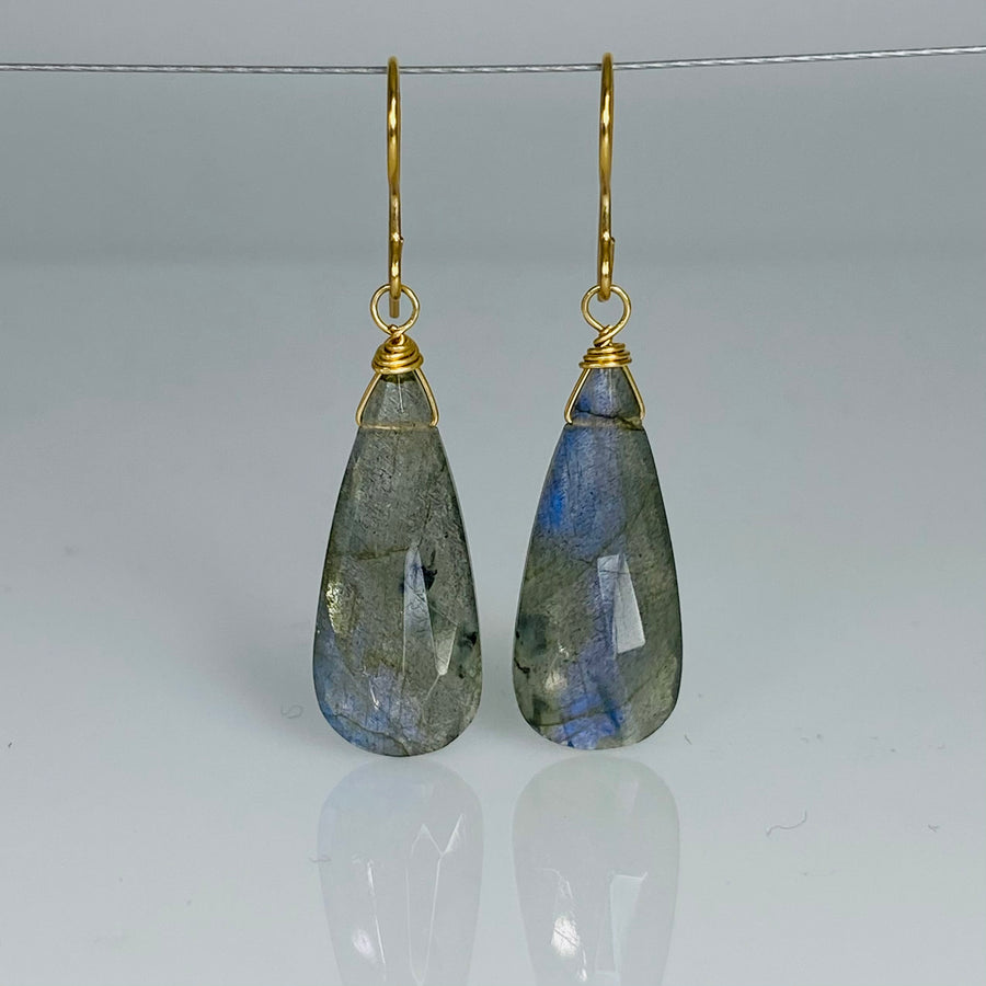 Teardrop Shape Labradorite Earrings 8x26mm