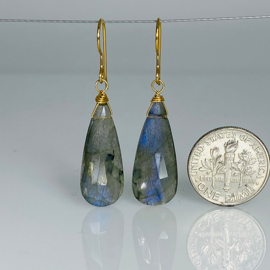 Teardrop Shape Labradorite Earrings 8x26mm