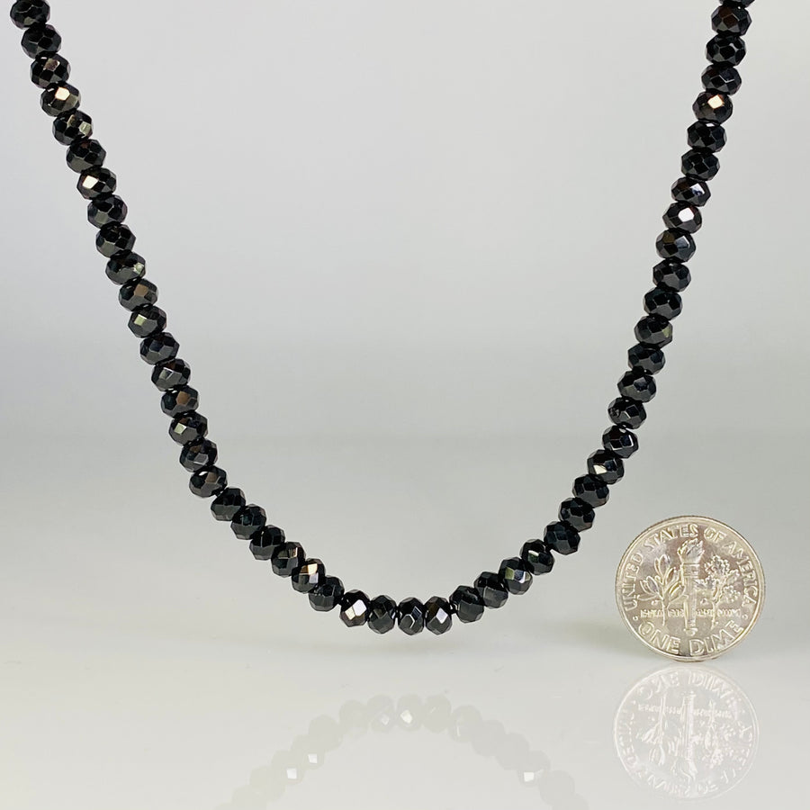 Silver Antique Tribal Pendant & Black Spinel Necklace