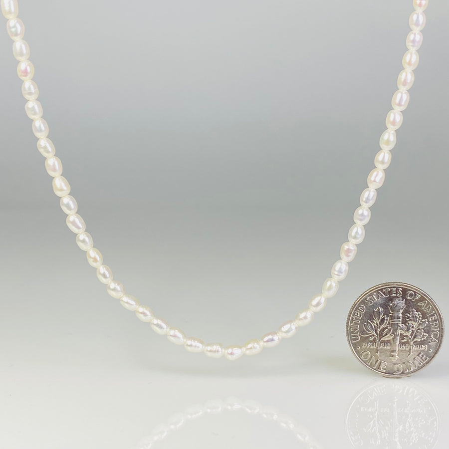 Fresh Water Pearl Beaded Necklace 2.5x3mm