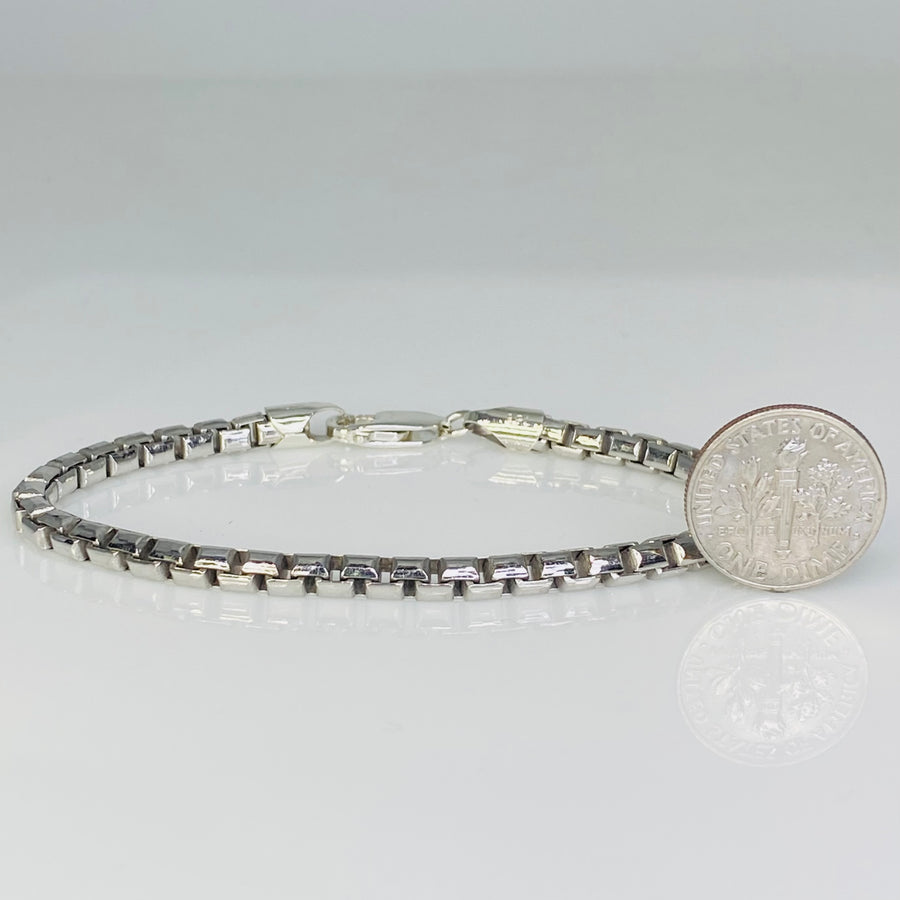 Silver Box Chain Bracelet 4mm