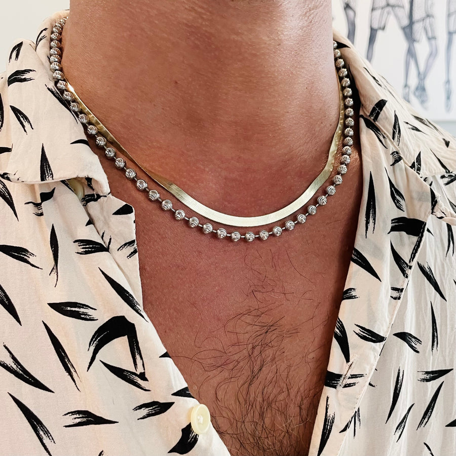 Sterling Silver Diamond Cut Beaded Chain 5mm