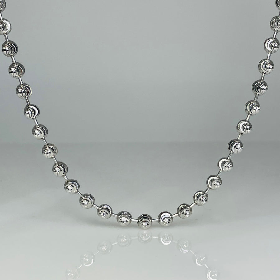 Sterling Silver Diamond Cut Beaded Chain 5mm