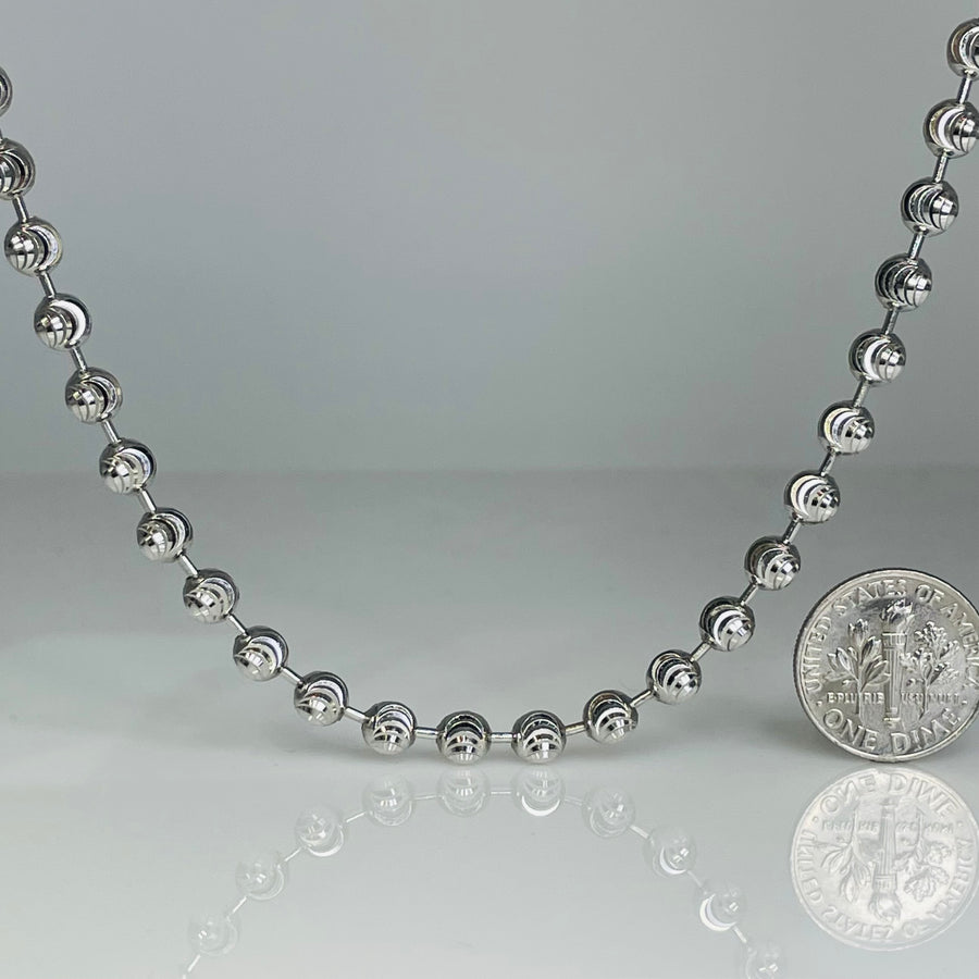Sterling Silver Diamond Cut Beaded Chain 5mm